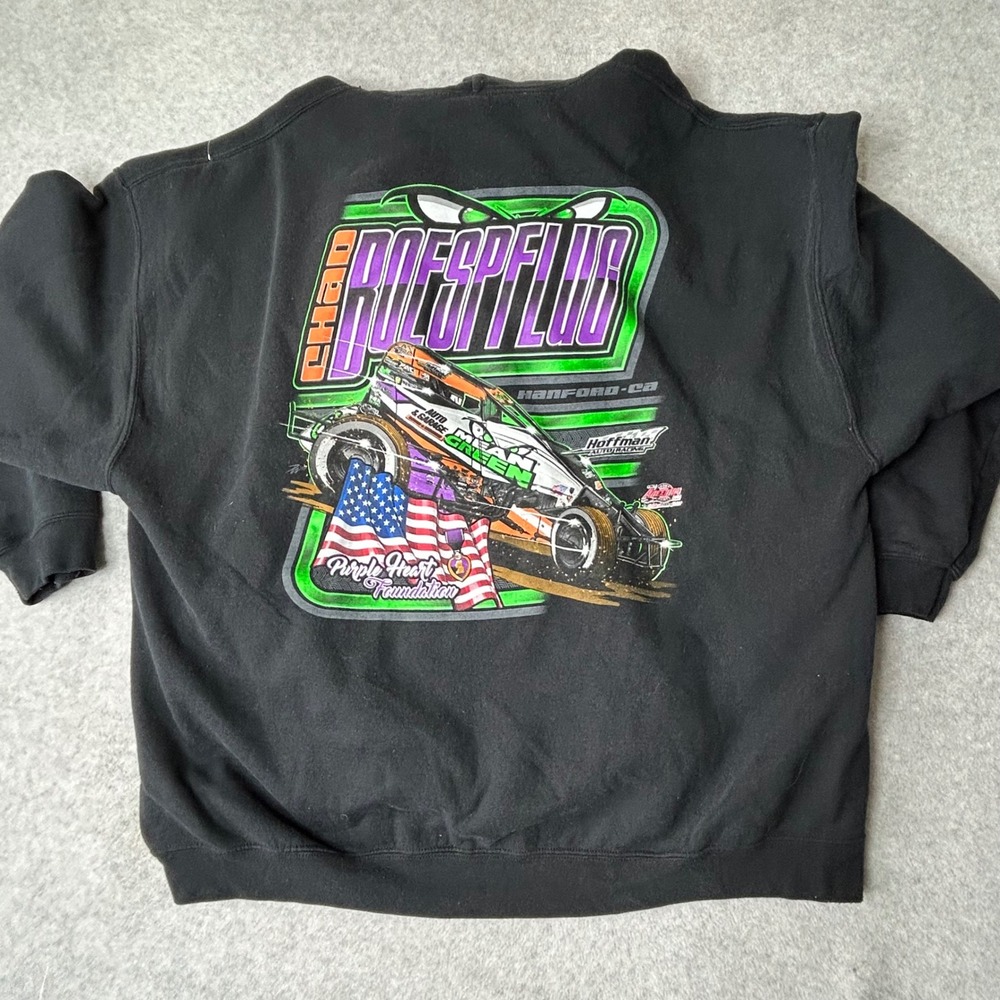 Chad Boespflug Sprint Car Hoodie 3XL Purple Heart Racing Graphic Full Back Y2K